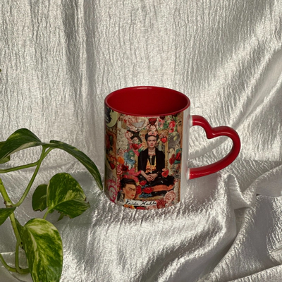 ماگ دسته و داخل رنگی دسته قلبی