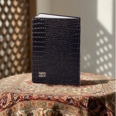 سر رسید چرم طرح کروکودیل مشکی کد V10